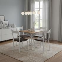 Mesa de Aço Quadrada com 4 Cadeiras de Jantar Pequena Branco