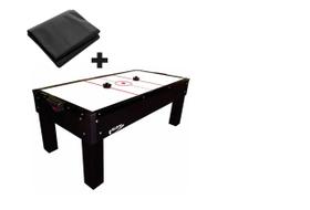 MESA DE AERO HOCKEY COM KIT 2 Rebatedores Bivolt , 2 Discos 1048 KLOPF + Capa