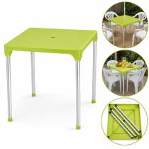 Mesa de Alumínio 70x70 Verde com Furo para Guarda-Sol Mesa de Alumínio 70x70 Verde com Furo para Guarda-Sol