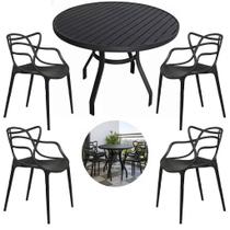 Mesa De Alumínio 90cm Com 4 Cadeiras Alegra Polipropileno Resistente