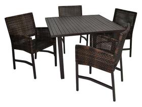 Mesa de alumínio com poltronas de fibra sintética para área externa