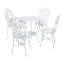 Mesa De Alumínio Fundido Com Cadeiras Sem Braços Para Jardim Branco Mesa De Alumínio Fundido Com Cadeiras Sem Braços Para Jardim Branco