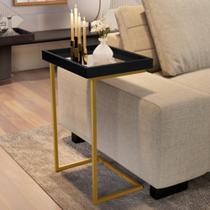 Mesa de Apoio 4774 Moderna Moderna - Preto Dourado Mesa de Apoio 4774 Moderna Moderna - Preto Dourado