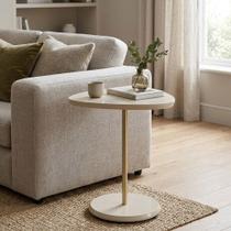Mesa de Apoio Alta Elegante para Sala de Estar com Estilo Contemporaneo Off White Bel Mesa de Apoio Alta Elegante para Sala de Estar com Estilo Contemporaneo Off White Bel