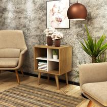 Mesa de Apoio Ammo com 4 Nichos - Natural/Off White