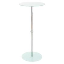 Mesa de Apoio ANM0110M Anima Office Tampo Redondo Vidro Branco Regulagem Altura Base Vidro Temperado