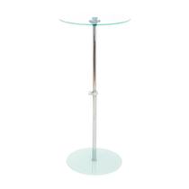Mesa de Apoio ANM0110M Anima Office Tampo Redondo Vidro Regulagem Altura Base Vidro Temperado
