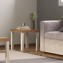 Mesa De Apoio Artely UP Cor Carvalho Com Off White Mesa De Apoio Artely UP Cor Carvalho Com Off White