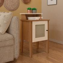 Mesa De Apoio Com 1 Porta Artely Charlotte Cor Cinamomo com Off White