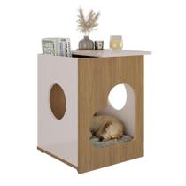 Mesa de Apoio com Espaço para Pet Verona Carvalho Off White