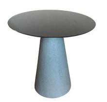 Mesa de Apoio Cone Base Cimento Texturizado - Tampo Laqueado Preto 70 cm Altura 70 cm