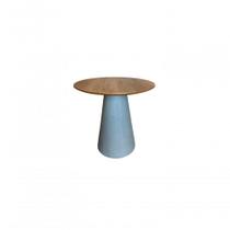 Mesa De Apoio Cone Base Cimento Texturizado - Tampo Mezzo Castani 50cm Altura 60cm Branco