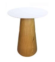 Mesa de Apoio Cone Base Laminada em Madeira Natural - Tampo Laqueado 60 cm Altura 60 cm