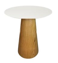 Mesa de Apoio Cone Base Laminada em Madeira Natural - Tampo Off White 60 cm Altura 60 cm