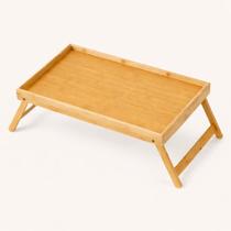 Mesa de Apoio Dobrável em Bambu para Notebook Café e Uso Multiuso