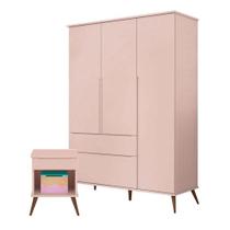 Mesa De Apoio E Guarda Roupa Infantil Alice Rosa Acetinado - Phoenix Baby