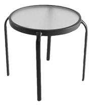 Mesa De Apoio Em Metal E Vidro 45cm Cinza Grafite