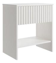 Mesa De Apoio Gaveteiro Madeira Ripada 55X40X40 Cm - Branco