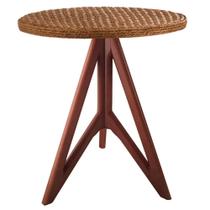 Mesa de Apoio Gávia Ozki 62 cm Madeira Eucalipto Amêndoa Junco Natural