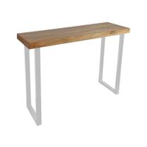 Mesa de Apoio Industrial 180cm em Madeira Maciça Angelin Base Ferro Branco