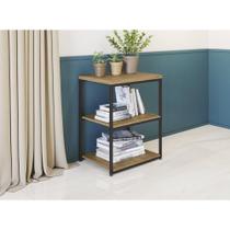 Mesa de Apoio Industrial 45 cm com 2 Prateleiras - Freijó/Preto Mesa de Apoio Industrial 45 cm com 2 Prateleiras - Freijó/Preto