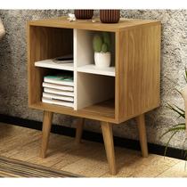 Mesa de Apoio Lateral 04 Nichos E1720 Natural Off White Tecno Mobili