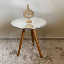 Mesa de Apoio Lateral 45cm X 52cm Esmeralda Branco Off White/Mel