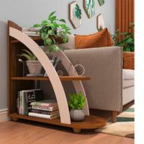Mesa De Apoio Lateral Andes Com 3 Prateleiras Cedro / Off White Mesa De Apoio Lateral Andes Com 3 Prateleiras Cedro / Off White