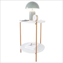 Mesa De Apoio Lateral Duda Branco Com Pés de Ferro Bronze Ofertamo Mesa De Apoio Lateral Duda Branco Com Pés de Ferro Bronze Ofertamo