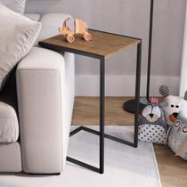 Mesa de Apoio Lateral Industrial - Carvalho/Preto