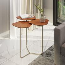 Mesa de Apoio Lateral Industrial com 3 tampos 100% MDF Napoli