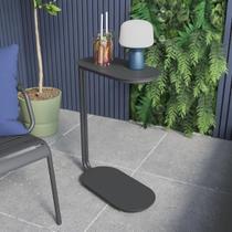 Mesa De Apoio Lateral Oval 64X29X22Cm Aço Cinza - Home