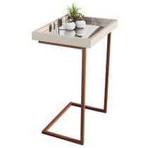 Mesa De Apoio Lateral Para Sofa 4774 Perola/ Bronze