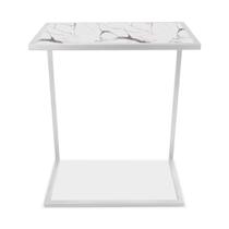 Mesa de Apoio Lateral para Sofá Belfast Branco e Vulcano