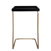 Mesa De Apoio Lateral Para Sofá Ou Cama Preta E Cobre