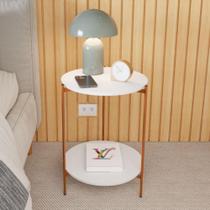 Mesa De Apoio Lateral Purples Branco/Bronze
