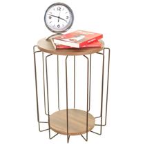Mesa de Apoio Lateral Redonda Sala de Estar Marrom - Metaltru
