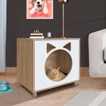 Mesa De Apoio Para Gato Com Almofada Marrom 54cm x 36cm OAK Branco Agnes Shop Jm