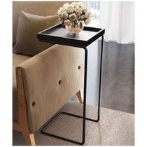 Mesa de Apoio para Sofá Bandeja Laca e Base Preta