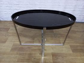 Mesa de Apoio Preta Oval Laca - 0,62x0,45x0,80cm