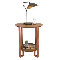 Mesa De Apoio Redonda 2 Tampos Pés Cobre - Freijó Mesa De Apoio Redonda 2 Tampos Pés Cobre - Freijó