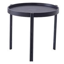 Mesa de Apoio Redonda Enjoy Rivatti 50 cm (Largura) Tampo Polipropileno Preto Base em Aço Preto