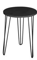 Mesa De Apoio Redonda Preto Mdf 45Cm Pé De Ferro Metal Rosa