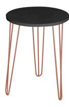 Mesa De Apoio Redonda Preto Mdf 45Cm Pé De Ferro Metal Rosa