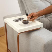 Mesa De Apoio Sofá Anny Base Metal Cobre Tampo Off White Mesa De Apoio Sofá Anny Base Metal Cobre Tampo Off White