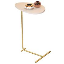 Mesa de Apoio Sofá Organica Alamanda Off White Dourado JB 32838