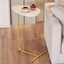 Mesa de Apoio Sofá Organica Alamanda Off White Dourado JB 32838