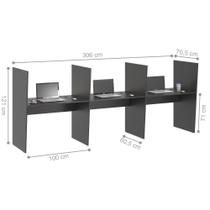 Mesa de Atendimento 3 Lugar Iron Preto Onix