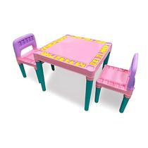 Mesa De Atividades Infantil Rosa Com 2 Cadeiras Desmontável Tritec