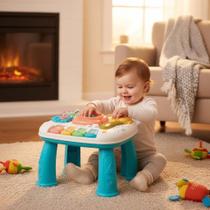 Mesa de Atividades Musical Infantil com Suporte Ajustável Multifunções com Brinquedos Coloridos